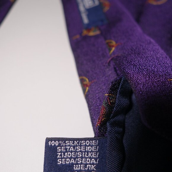 Vintage Ralph Lauren 100% Silk Embroidered Pheasant Tie Hand Made In Italy - Picture 7 of 7